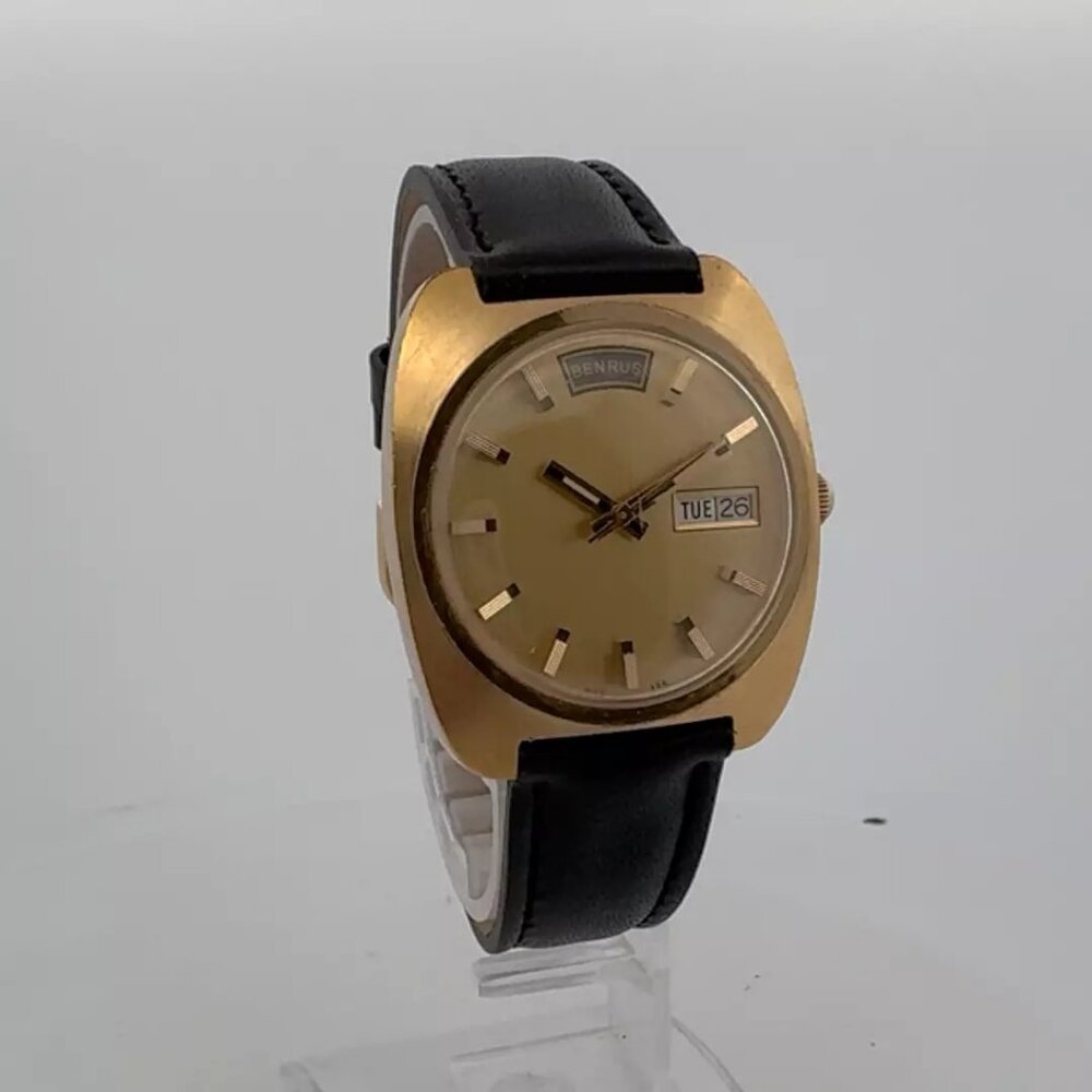 Vintage 36mm Benrus Day Date Men's Mechanical Wristwatch 3135 Swiss Made